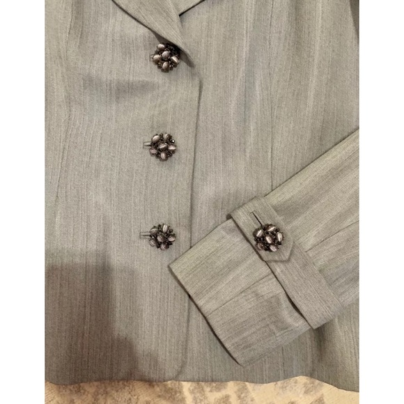 DANA BUCHMAN Gray Wool Blend Wide Leg Pants Suit - Picture 4 of 7